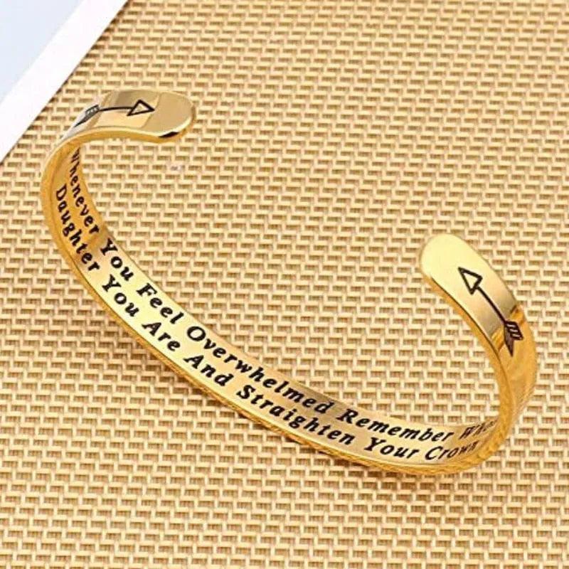 Whenever You Feel Overwhelmed Remember Whose Straighten Your Crown Bracelet, Engraved Inspirational Bangle Gift for Mom Daughter - ItemBear.com