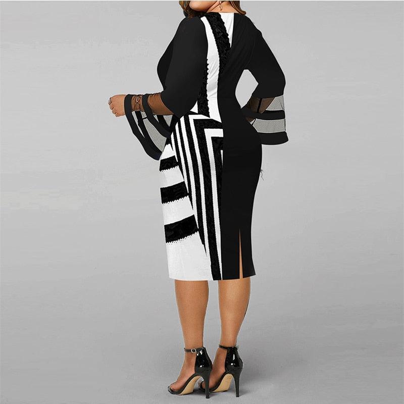 Women Plus Size Dress Summer Autumn Street Sexi Fashionable Midi Dress Ladies V-neck Batwing Sleeve Lace Soft Women Clothes - ItemBear.com