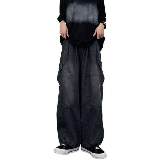 Women Vintage Y2K Streetwear Baggy Cargo Jeans High Waisted Straight Wide Leg Pants Denim Trousers Fairy Grunge Alt Clothes - ItemBear.com