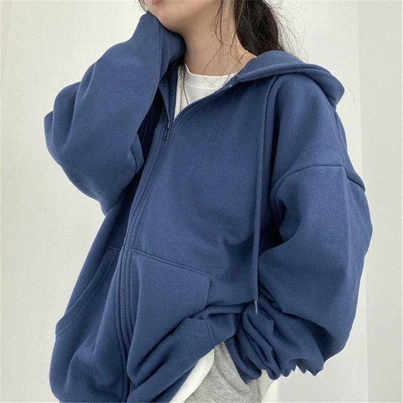 Women Zip Up Hoodie Streetwear Letter Printed Long Sleeve Sweatshirts Gothic Punk Y2k Autumn Winter Female Hoodie Jackets - ItemBear.com