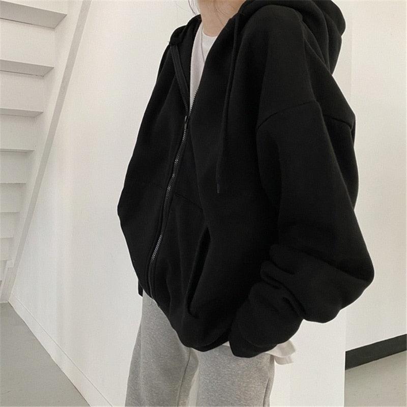 Women Zip Up Hoodie Streetwear Letter Printed Long Sleeve Sweatshirts Gothic Punk Y2k Autumn Winter Female Hoodie Jackets - ItemBear.com