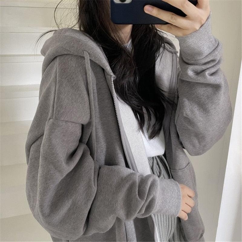 Women Zip Up Hoodie Streetwear Letter Printed Long Sleeve Sweatshirts Gothic Punk Y2k Autumn Winter Female Hoodie Jackets - ItemBear.com