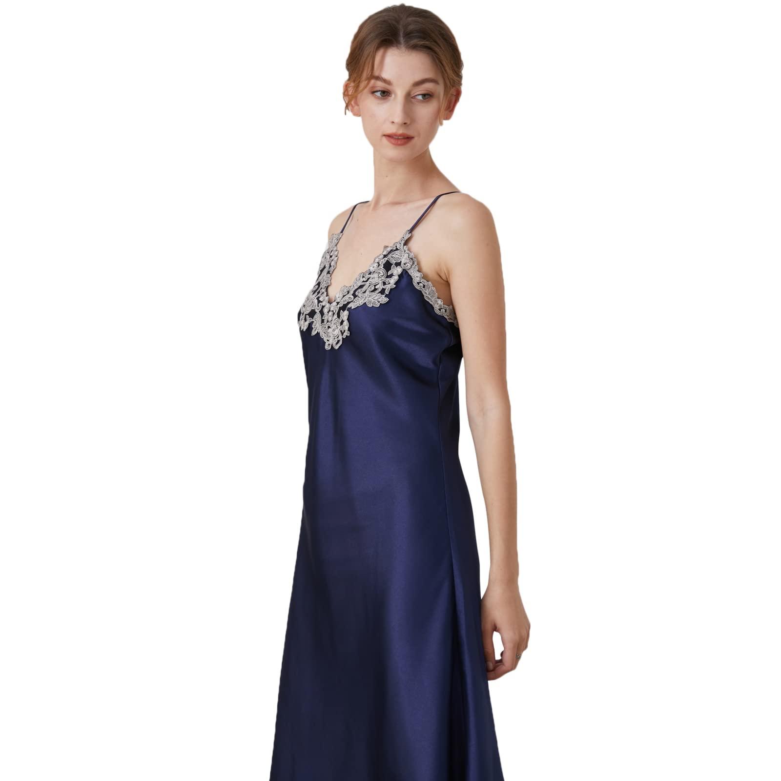 Women's Nightdress Lace Satin Nightgowns Sexy Lingerie Long Chemise Sleepwear - ItemBear.com