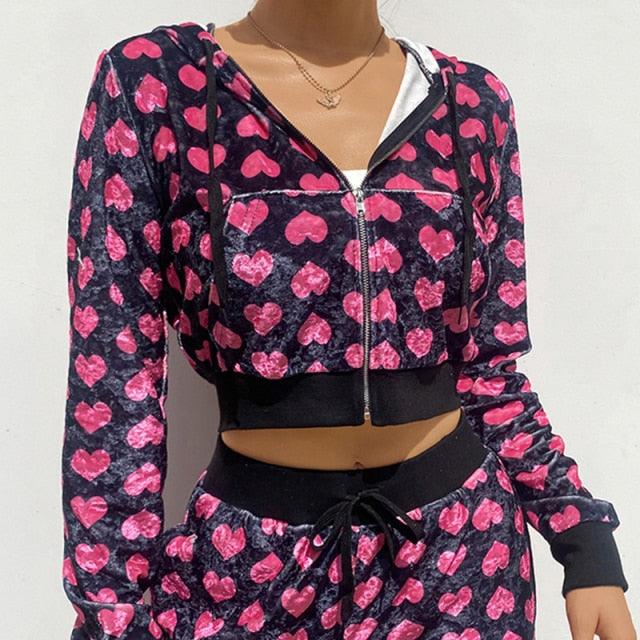 Women's Velvet Zip Up Crop Hoodies - ItemBear.com