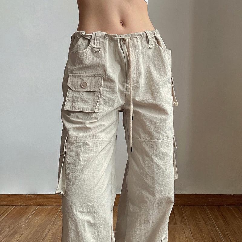 Y2K Nude Pocket Decor Cargo Pants - ItemBear.com