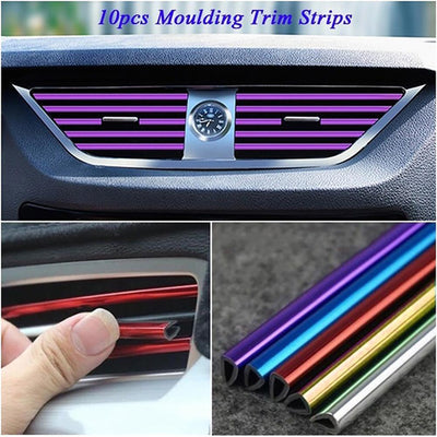 10Pcs 20cm Universal Car Air Conditioner Outlet Decorative U Shape Moulding Trim Strips Decor Car Styling Accessories - ItemBear.com
