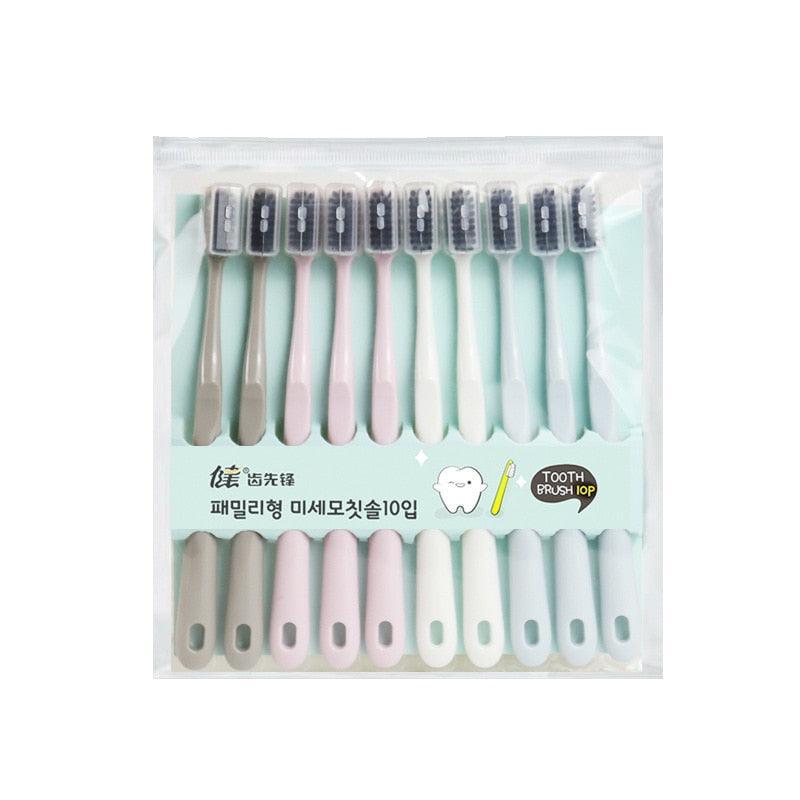 10PCS Macaron toothbrush clean adult bamboo charcoal soft toothbrush Teeth Deep Cleaning Portable Travel Dental Oral Care - ItemBear.com