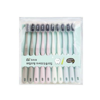 10PCS Macaron toothbrush clean adult bamboo charcoal soft toothbrush Teeth Deep Cleaning Portable Travel Dental Oral Care - ItemBear.com