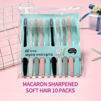 10PCS Macaron toothbrush clean adult bamboo charcoal soft toothbrush Teeth Deep Cleaning Portable Travel Dental Oral Care - ItemBear.com