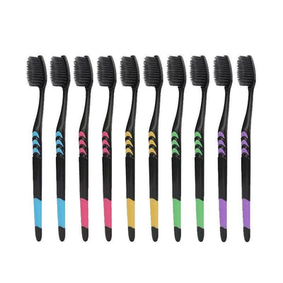 10pcs Toothbrush Soft Bristle Adult Bamboo Charcoal Household Fine Wool Antibacterial Men and Women Family Dental Oral Care - ItemBear.com