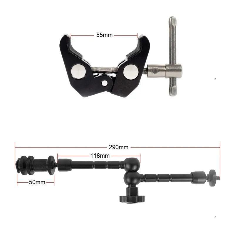 11 Inch Adjustable Friction Articulating Magic Arm + Super Clamp for SLR LCD Monitor LED Flash Light Camera Accessories - ItemBear.com