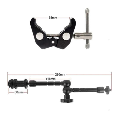 11 Inch Adjustable Friction Articulating Magic Arm + Super Clamp for SLR LCD Monitor LED Flash Light Camera Accessories - ItemBear.com
