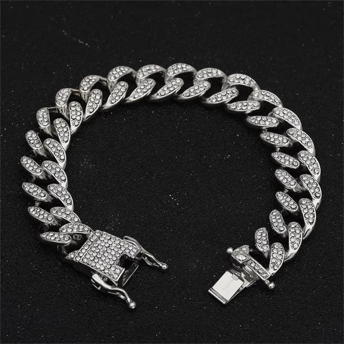 13mm Iced Out Cuban Necklace Chain Hip Hop Jewelry Choker Gold Silver Color Rhinestone CZ Clasp for Mens Rapper Necklaces Link - ItemBear.com