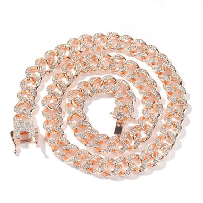 13mm Iced Out Cuban Necklace Chain Hip Hop Jewelry Choker Gold Silver Color Rhinestone CZ Clasp for Mens Rapper Necklaces Link - ItemBear.com