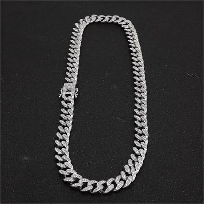 13mm Iced Out Cuban Necklace Chain Hip Hop Jewelry Choker Gold Silver Color Rhinestone CZ Clasp for Mens Rapper Necklaces Link - ItemBear.com
