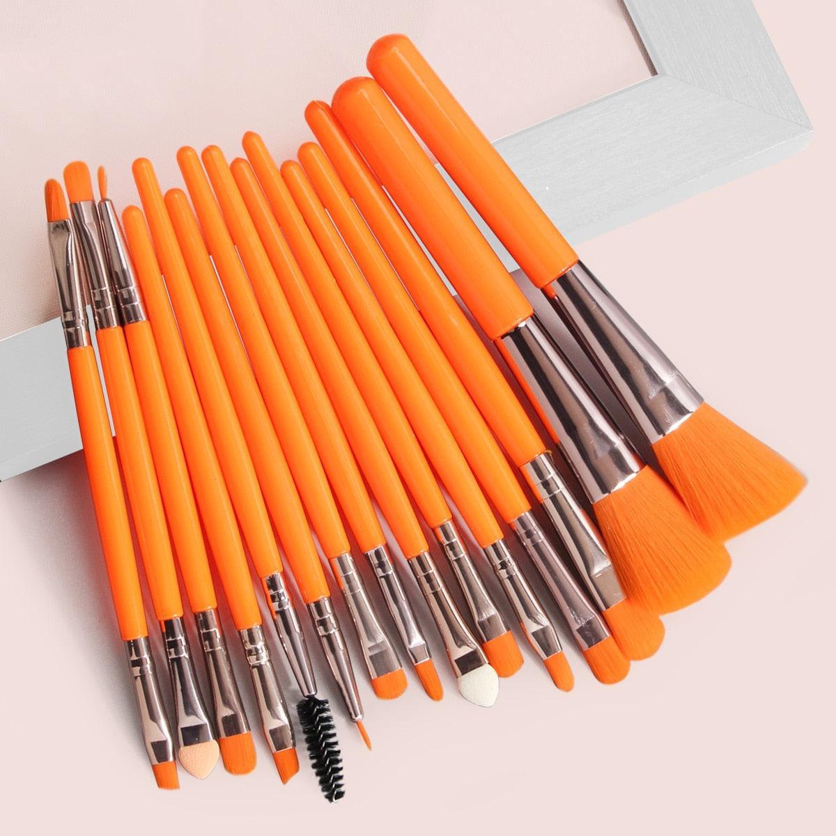 15 Pcs/set makeup brushes Eye Shadow Eyelash Eyebrow Brush Fluorescent Series Foundation Blush Blending Beauty Make Up tools - ItemBear.com