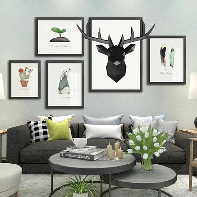 17*14 Inch,Deer Head Resin Statue Wall Decoration,Deer Model Figurine Christmas Room Decor,Sculpture Home Decoration Accessories - ItemBear.com