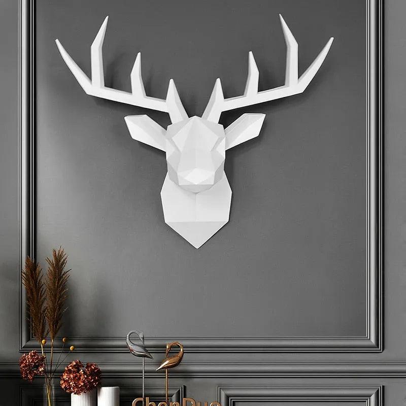 17*14 Inch,Deer Head Resin Statue Wall Decoration,Deer Model Figurine Christmas Room Decor,Sculpture Home Decoration Accessories - ItemBear.com