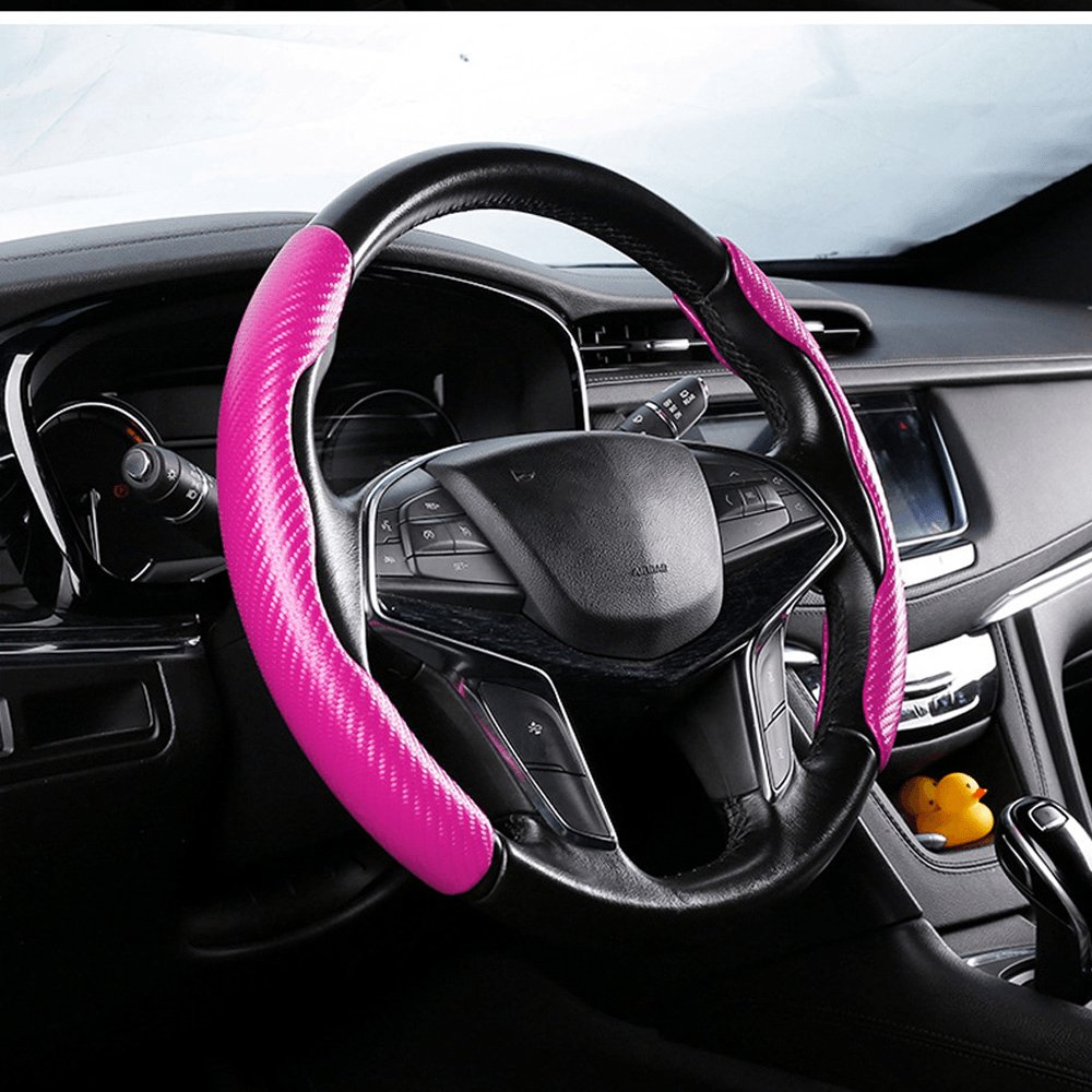 1Pair Carbon Fiber Universal Car Steering Wheel Cover - ItemBear.com