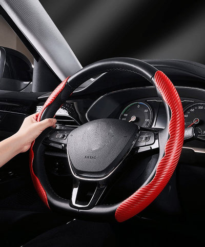 1Pair Carbon Fiber Universal Car Steering Wheel Cover - ItemBear.com