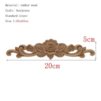 1Pc Unique Natural Floral Wood Carved Wooden Figurines Crafts Corner Appliques Frame Wall Door Furniture Woodcarving Decorative - ItemBear.com