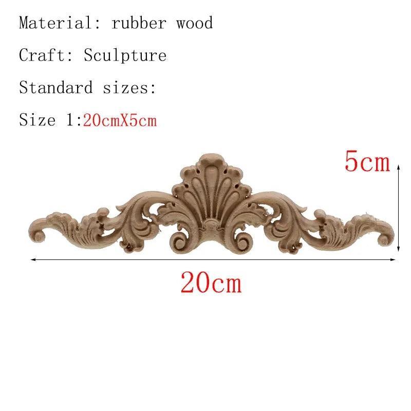 1Pc Unique Natural Floral Wood Carved Wooden Figurines Crafts Corner Appliques Frame Wall Door Furniture Woodcarving Decorative - ItemBear.com
