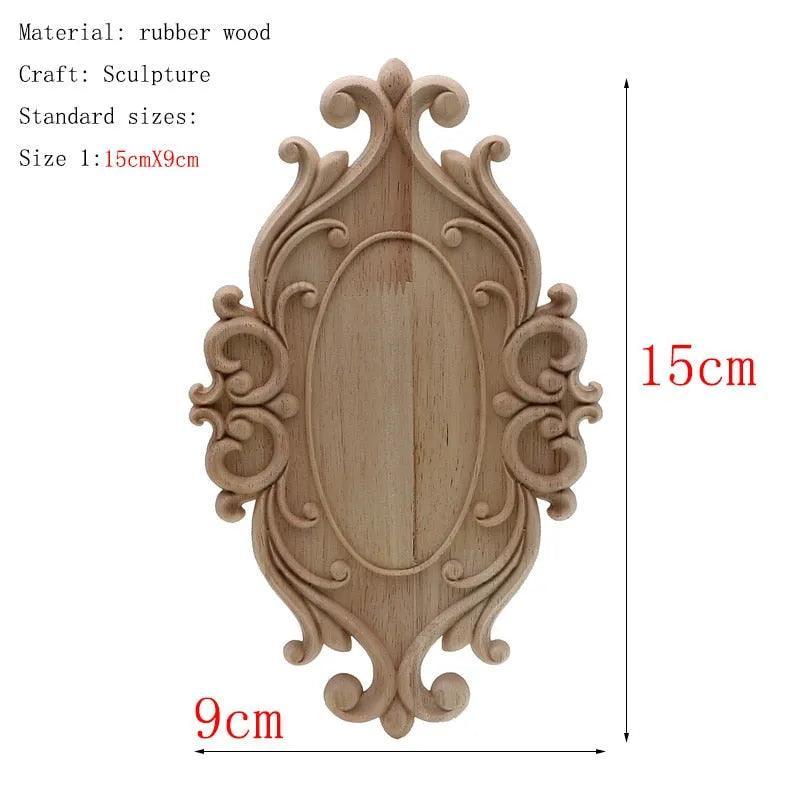 1Pc Unique Natural Floral Wood Carved Wooden Figurines Crafts Corner Appliques Frame Wall Door Furniture Woodcarving Decorative - ItemBear.com