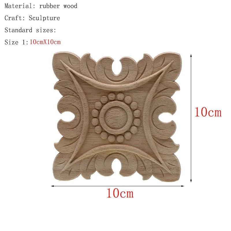 1Pc Unique Natural Floral Wood Carved Wooden Figurines Crafts Corner Appliques Frame Wall Door Furniture Woodcarving Decorative - ItemBear.com