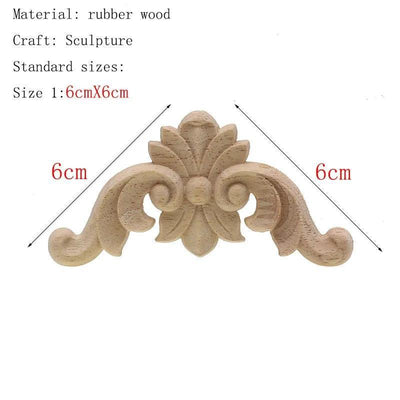 1Pc Unique Natural Floral Wood Carved Wooden Figurines Crafts Corner Appliques Frame Wall Door Furniture Woodcarving Decorative - ItemBear.com