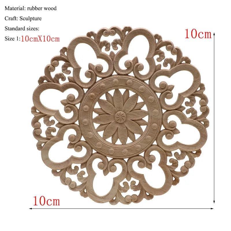 1Pc Unique Natural Floral Wood Carved Wooden Figurines Crafts Corner Appliques Frame Wall Door Furniture Woodcarving Decorative - ItemBear.com