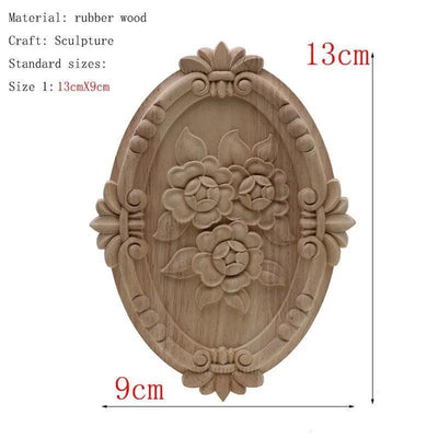 1Pc Unique Natural Floral Wood Carved Wooden Figurines Crafts Corner Appliques Frame Wall Door Furniture Woodcarving Decorative - ItemBear.com