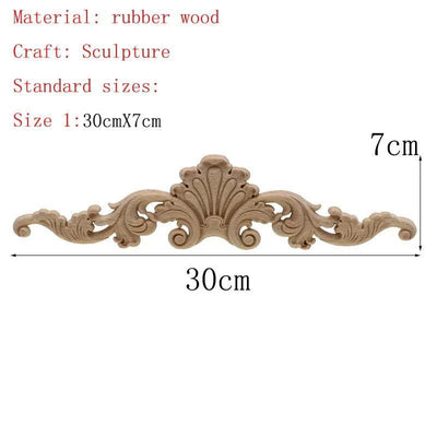 1Pc Unique Natural Floral Wood Carved Wooden Figurines Crafts Corner Appliques Frame Wall Door Furniture Woodcarving Decorative - ItemBear.com