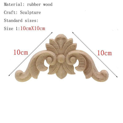 1Pc Unique Natural Floral Wood Carved Wooden Figurines Crafts Corner Appliques Frame Wall Door Furniture Woodcarving Decorative - ItemBear.com