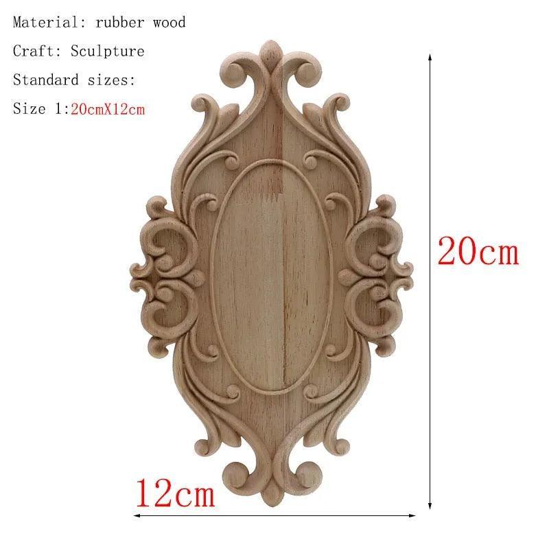 1Pc Unique Natural Floral Wood Carved Wooden Figurines Crafts Corner Appliques Frame Wall Door Furniture Woodcarving Decorative - ItemBear.com