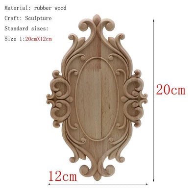 1Pc Unique Natural Floral Wood Carved Wooden Figurines Crafts Corner Appliques Frame Wall Door Furniture Woodcarving Decorative - ItemBear.com