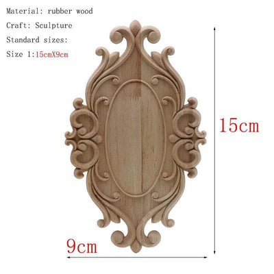 1Pc Unique Natural Floral Wood Carved Wooden Figurines Crafts Corner Appliques Frame Wall Door Furniture Woodcarving Decorative - ItemBear.com