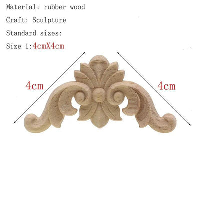 1Pc Unique Natural Floral Wood Carved Wooden Figurines Crafts Corner Appliques Frame Wall Door Furniture Woodcarving Decorative - ItemBear.com