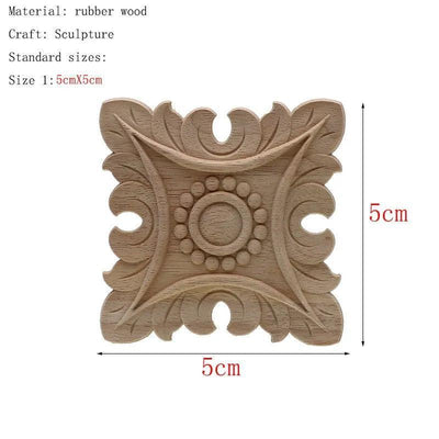 1Pc Unique Natural Floral Wood Carved Wooden Figurines Crafts Corner Appliques Frame Wall Door Furniture Woodcarving Decorative - ItemBear.com