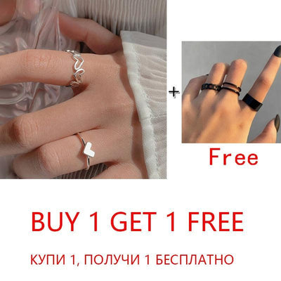 2 Sets Punk Finger Rings Minimalist Smooth Gold/Black Geometric Metal Rings for Women Girls Party Knuckle Jewelry bijoux femme - ItemBear.com