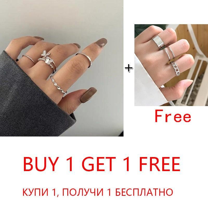 2 Sets Punk Finger Rings Minimalist Smooth Gold/Black Geometric Metal Rings for Women Girls Party Knuckle Jewelry bijoux femme - ItemBear.com
