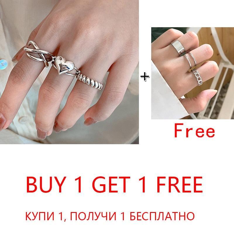 2 Sets Punk Finger Rings Minimalist Smooth Gold/Black Geometric Metal Rings for Women Girls Party Knuckle Jewelry bijoux femme - ItemBear.com