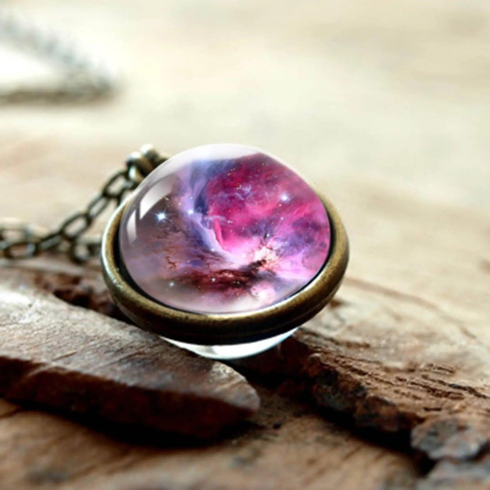 2020 New Nebula Galaxy Double Sided Pendant Necklace Universe Planet Jewelry Glass Art Picture Handmade Statement Necklace - ItemBear.com
