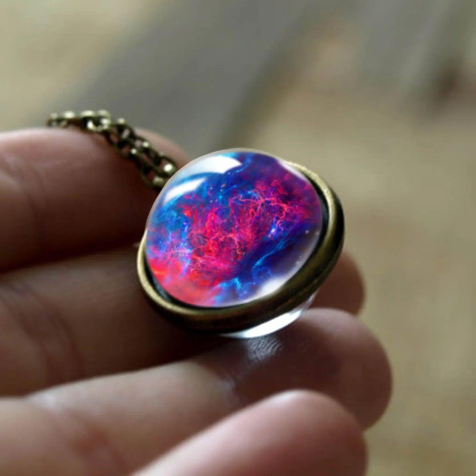 2020 New Nebula Galaxy Double Sided Pendant Necklace Universe Planet Jewelry Glass Art Picture Handmade Statement Necklace - ItemBear.com