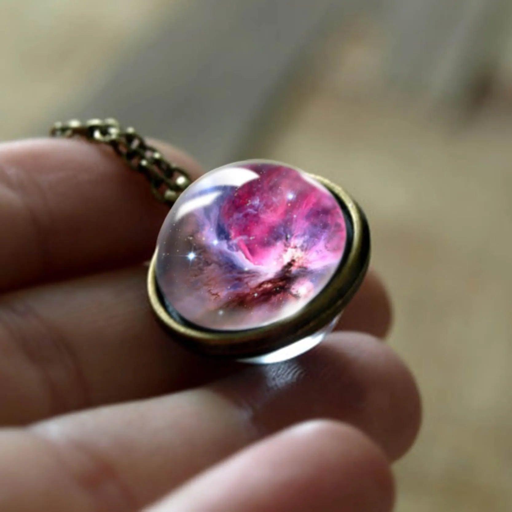 2020 New Nebula Galaxy Double Sided Pendant Necklace Universe Planet Jewelry Glass Art Picture Handmade Statement Necklace - ItemBear.com
