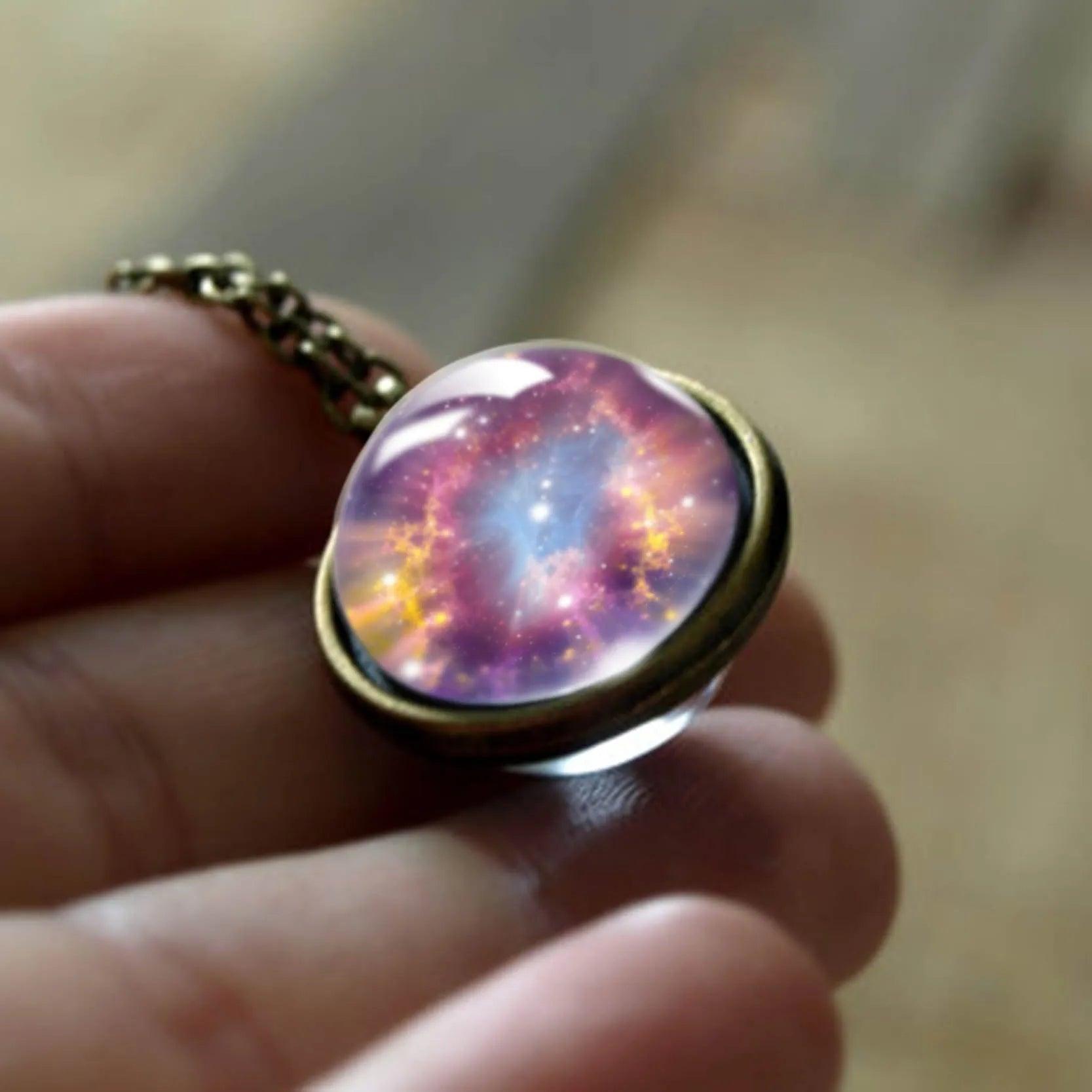 2020 New Nebula Galaxy Double Sided Pendant Necklace Universe Planet Jewelry Glass Art Picture Handmade Statement Necklace - ItemBear.com