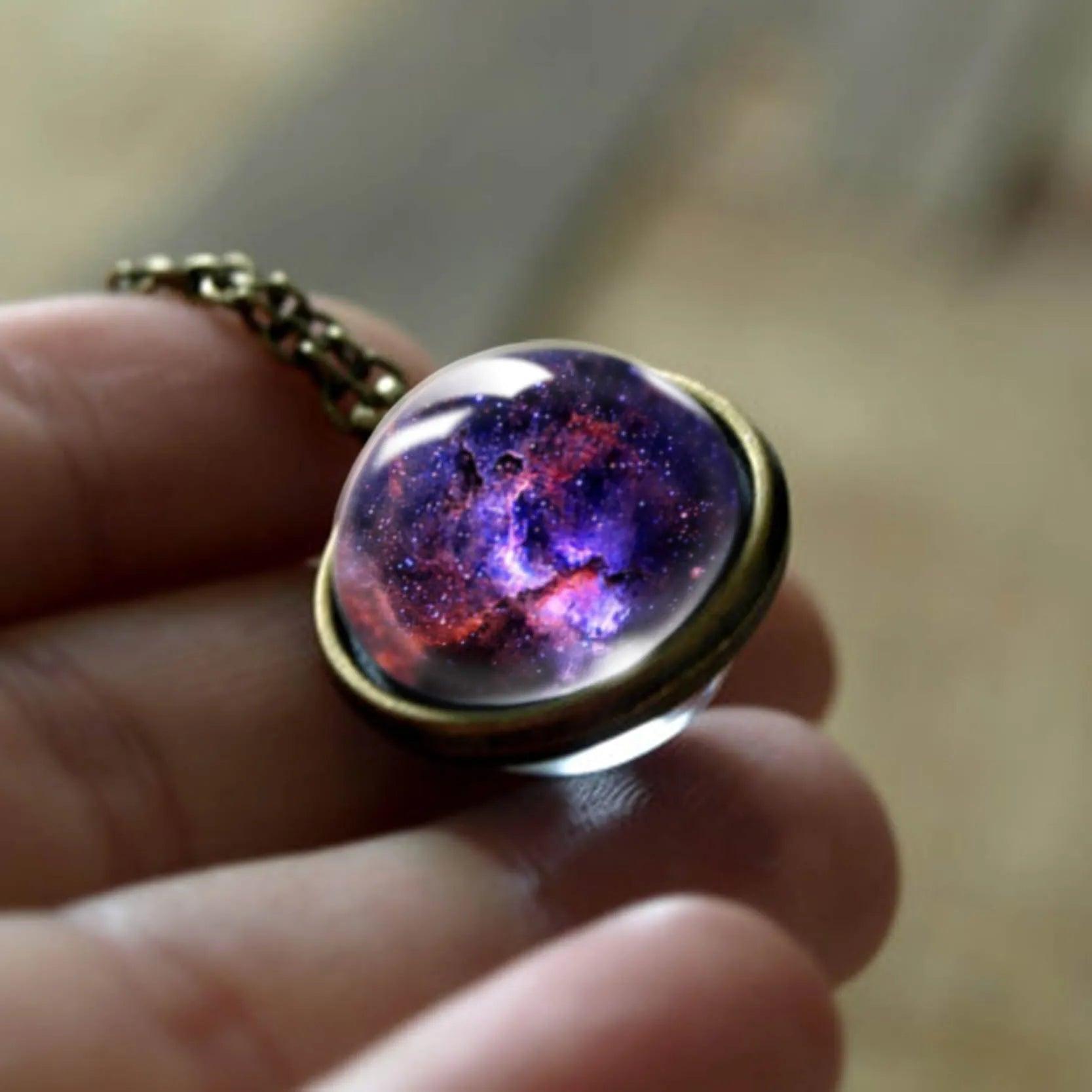 2020 New Nebula Galaxy Double Sided Pendant Necklace Universe Planet Jewelry Glass Art Picture Handmade Statement Necklace - ItemBear.com