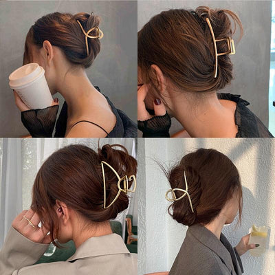 2021 New Women Elegant Gold Silver Hollow Geometric Metal Hair Claw Vintage Hair Clips Headband Hairpin Fashion Hair Accessories - ItemBear.com