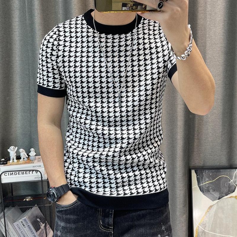 2022 Spring Short Sleeve Sweater T-shirt Men Plaid Knitted Thickened - Premium Other from AliExpress Winners - Just $144.47! Shop now at ItemBear.com