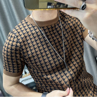 2022 Spring Short Sleeve Sweater T-shirt Men Plaid Knitted Thickened - Premium Other from AliExpress Winners - Just $144.47! Shop now at ItemBear.com