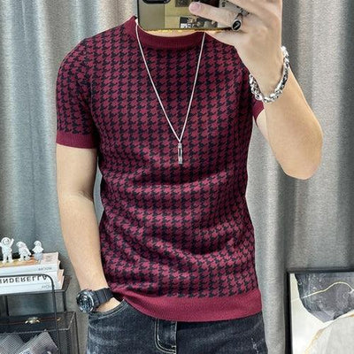 2022 Spring Short Sleeve Sweater T-shirt Men Plaid Knitted Thickened - Premium Other from AliExpress Winners - Just $144.47! Shop now at ItemBear.com